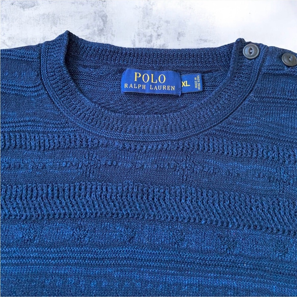 Ralph Lauren Men's Navy Crewneck Cableknit Sweater